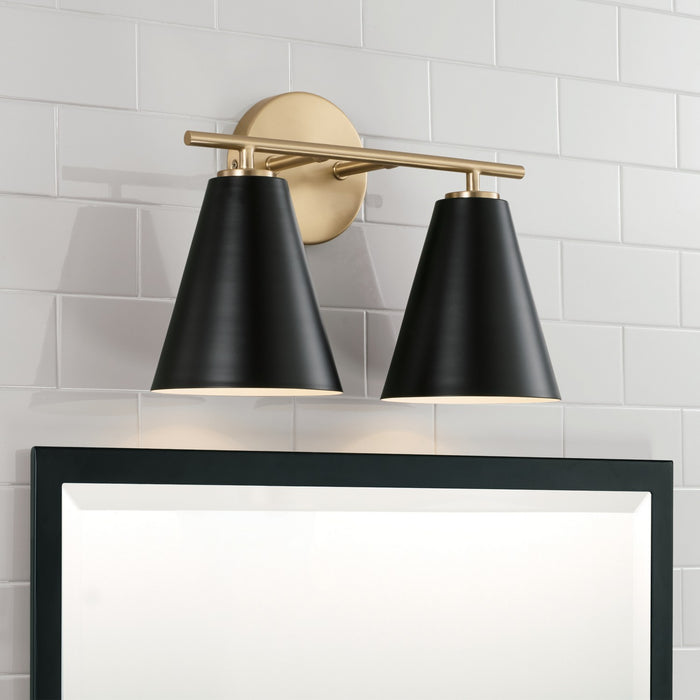 Capital Lighting AA1038RK Two Light Vanity, Matte Brass and Black