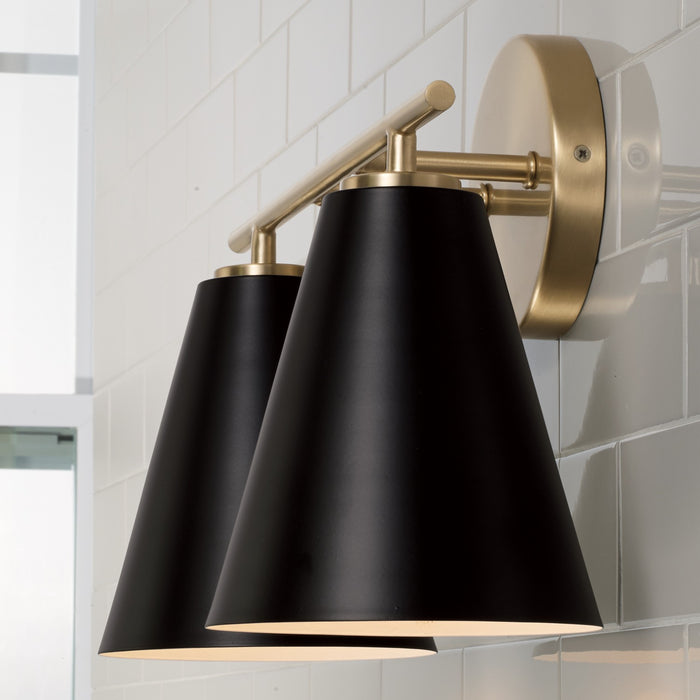 Capital Lighting AA1038RK Two Light Vanity, Matte Brass and Black