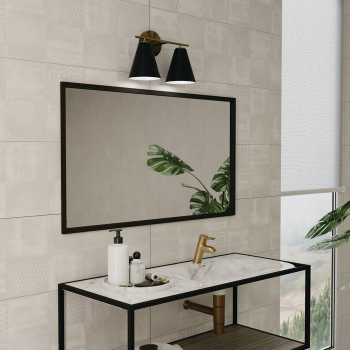 Capital Lighting AA1038RK Two Light Vanity, Matte Brass and Black
