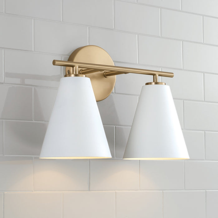 Capital Lighting AA1038RE Two Light Vanity, Matte Brass and White