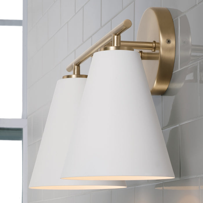 Capital Lighting AA1038RE Two Light Vanity, Matte Brass and White