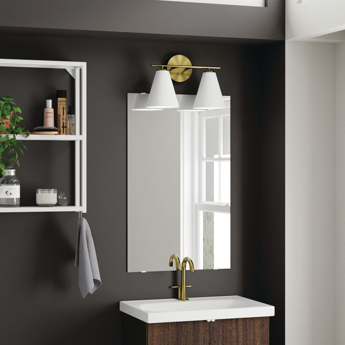 Capital Lighting AA1038RE Two Light Vanity, Matte Brass and White