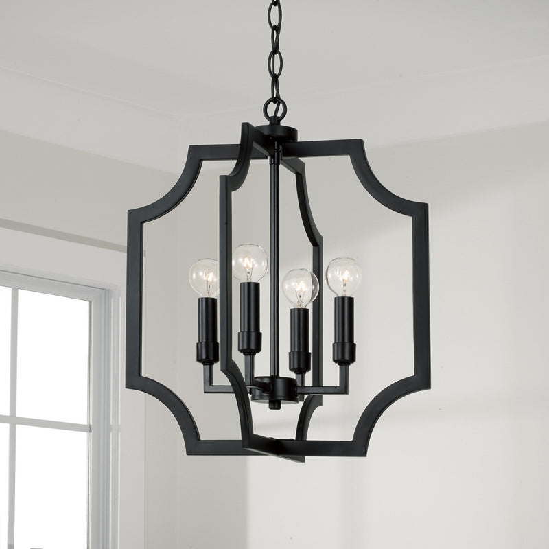 Capital Lighting AA1037MB Four Light Foyer Pendant, Matte Black