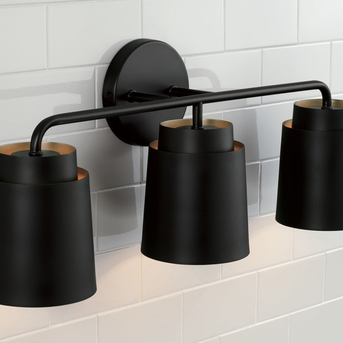 Capital Lighting AA1036MB Three Light Vanity, Matte Black