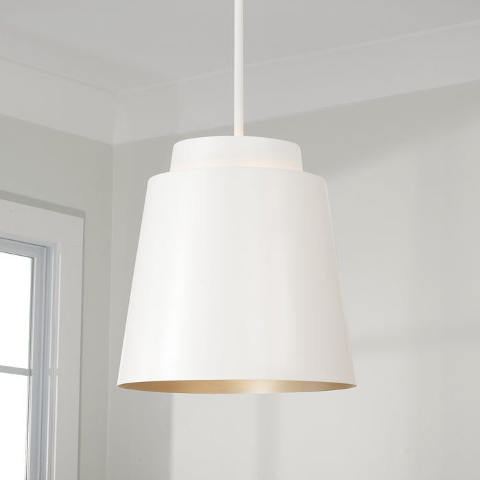 Capital Lighting AA1034WE One Light Pendant, Matte White