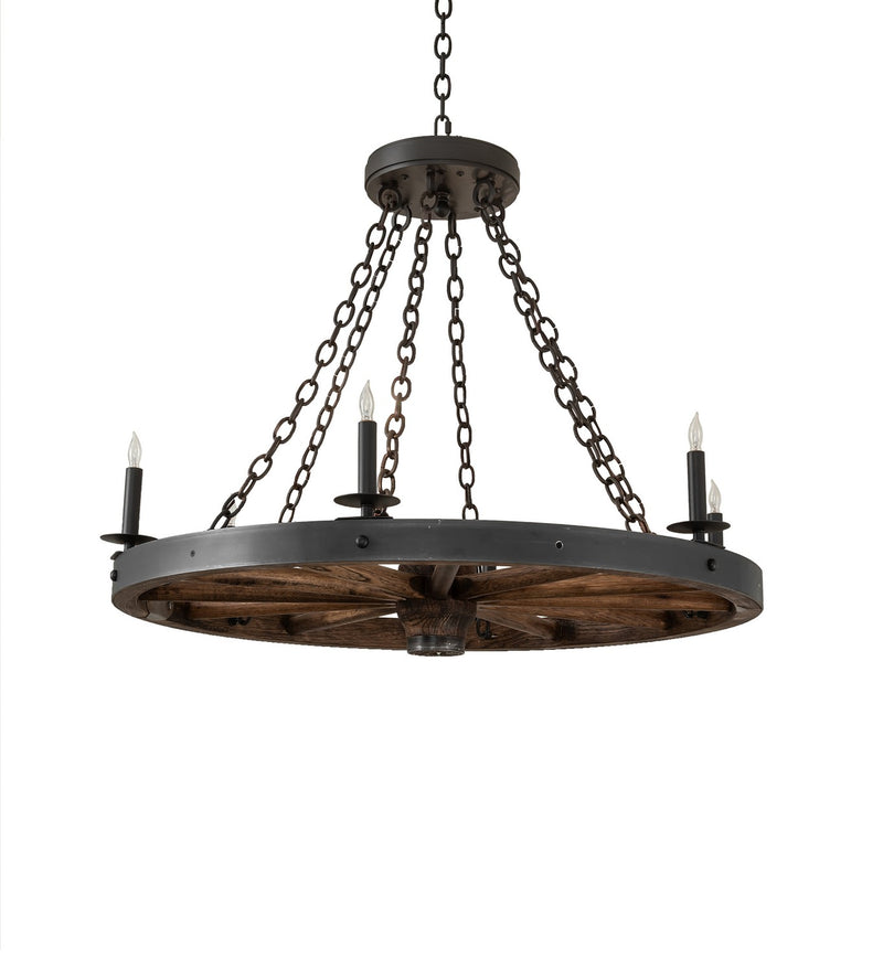 Meyda Tiffany 266690 Six Light Chandelier, Wrought Iron/ Dark Walnut
