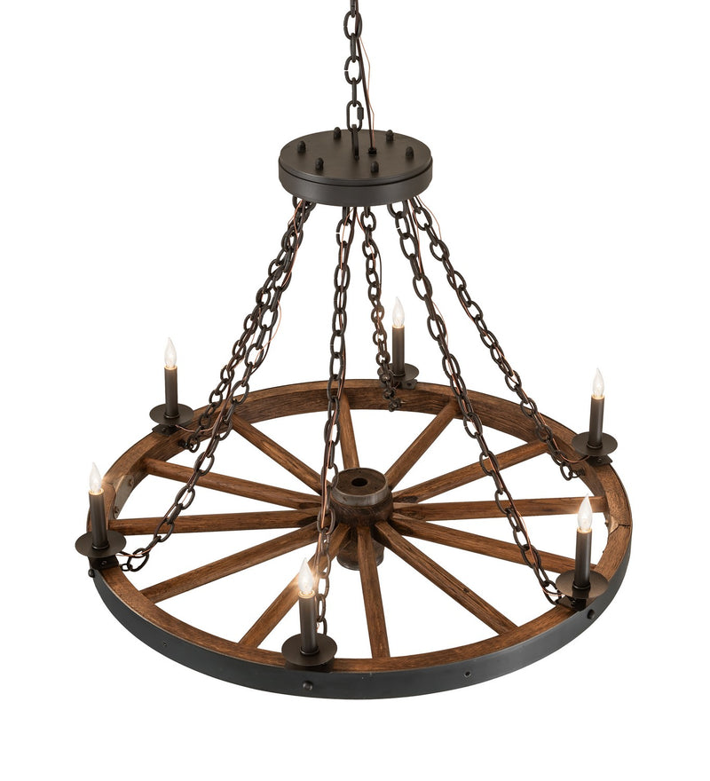 Meyda Tiffany 266690 Six Light Chandelier, Wrought Iron/ Dark Walnut