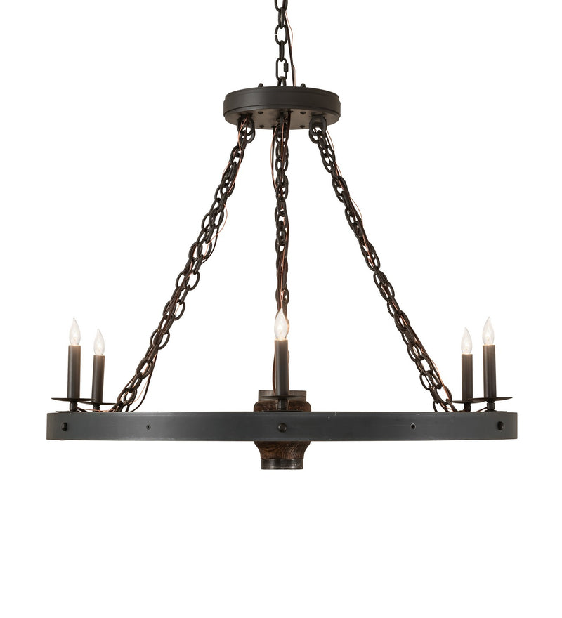 Meyda Tiffany 266690 Six Light Chandelier, Wrought Iron/ Dark Walnut