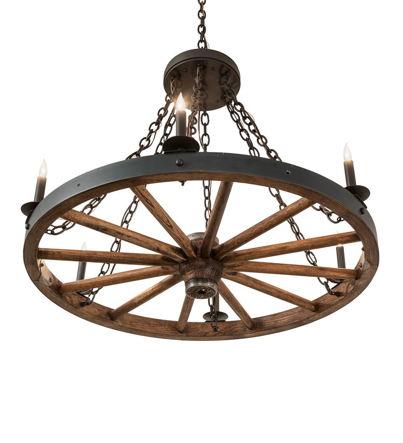 Meyda Tiffany 266690 Six Light Chandelier, Wrought Iron/ Dark Walnut