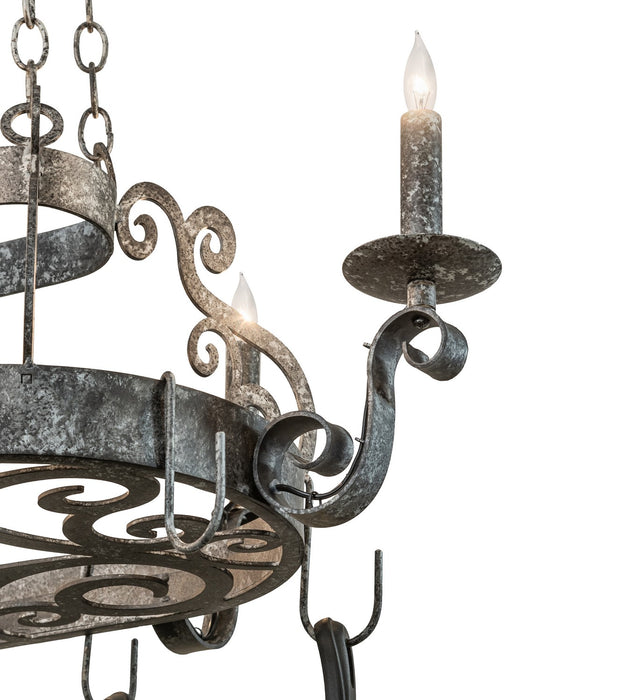 Meyda Tiffany 267145 Six Light Pot Rack, Graphite Pewter