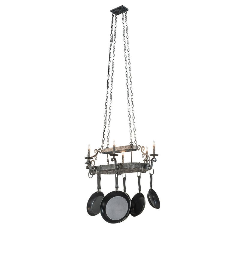 Meyda Tiffany 267145 Six Light Pot Rack, Graphite Pewter