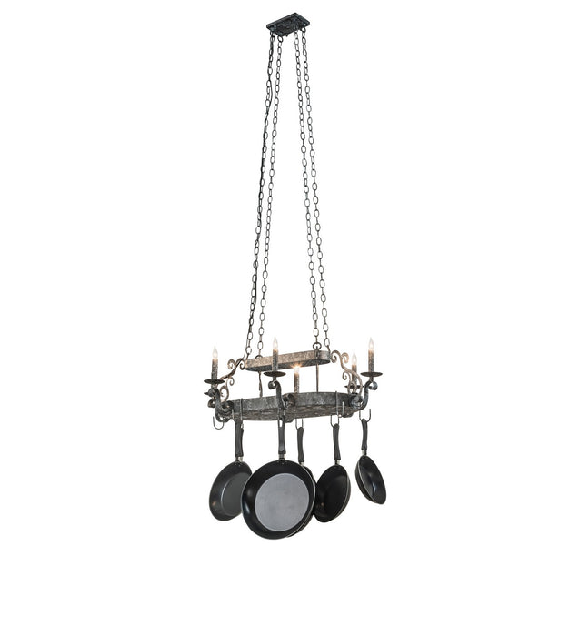 Meyda Tiffany 267145 Six Light Pot Rack, Graphite Pewter