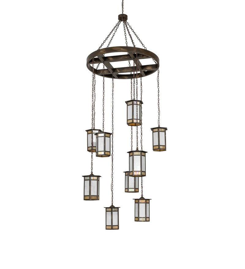 Meyda Tiffany 267316 Nine Light Pendant, Antique Brass Matte