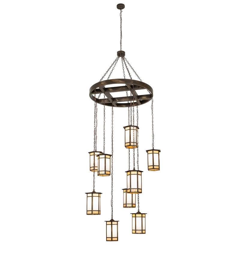 Meyda Tiffany 267316 Nine Light Pendant, Antique Brass Matte