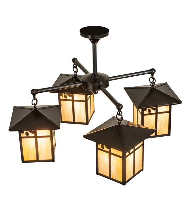 Meyda Tiffany 267995 Four Light Chandelier, Craftsman Brown