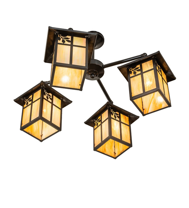 Meyda Tiffany 267995 Four Light Chandelier, Craftsman Brown