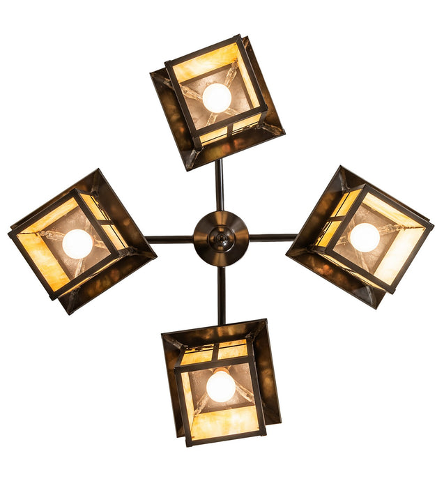 Meyda Tiffany 267995 Four Light Chandelier, Craftsman Brown
