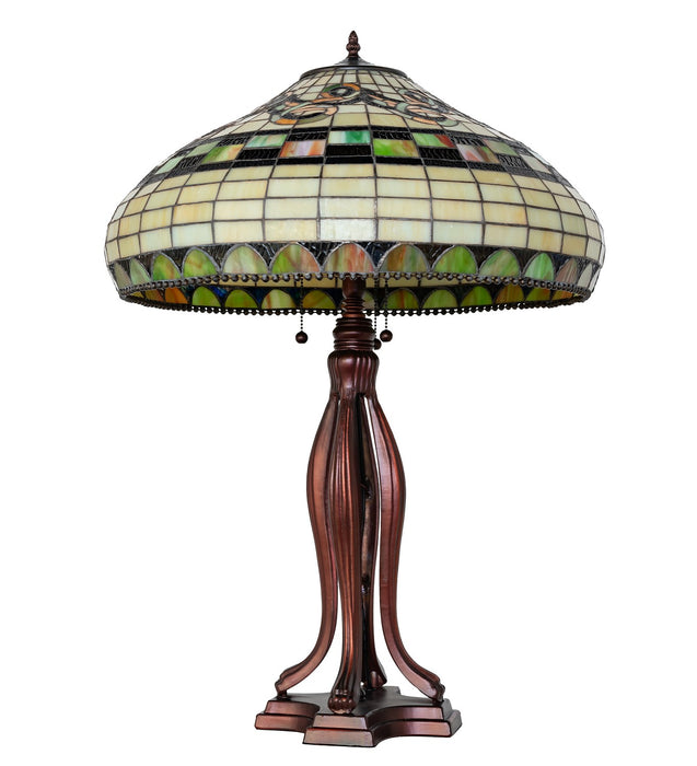 Meyda Tiffany 65469 Three Light Table Lamp, Mahogany Bronze