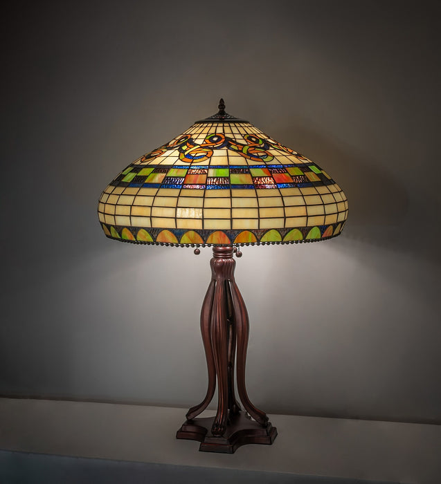 Meyda Tiffany 65469 Three Light Table Lamp, Mahogany Bronze