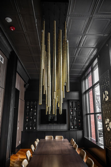 Meyda Tiffany 261998 LED Pendant, Polished Brass & Solar Black