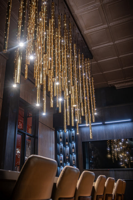 Meyda Tiffany 261998 LED Pendant, Polished Brass & Solar Black