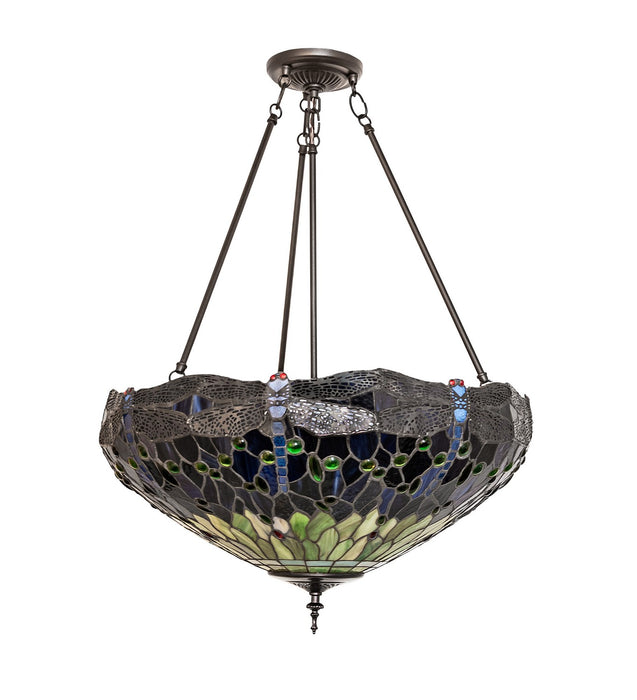 Meyda Tiffany 269544 Three Light Semi-Flushmount, Mahogany Bronze