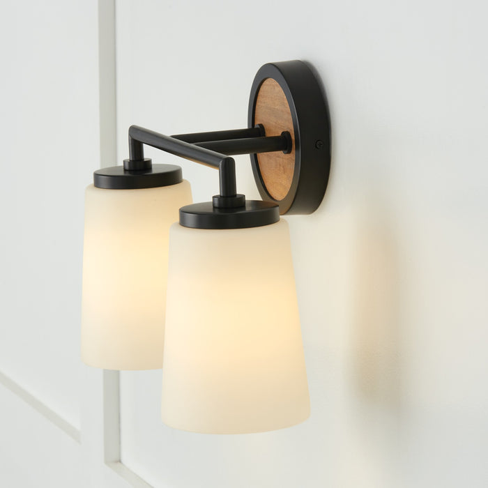 Capital Lighting 150821WK-546 Two Light Vanity, Light Wood and Matte Black