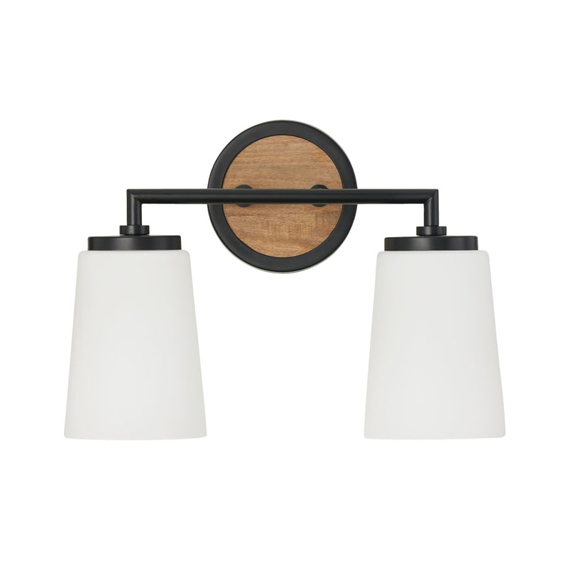Capital Lighting 150821WK-546 Two Light Vanity, Light Wood and Matte Black