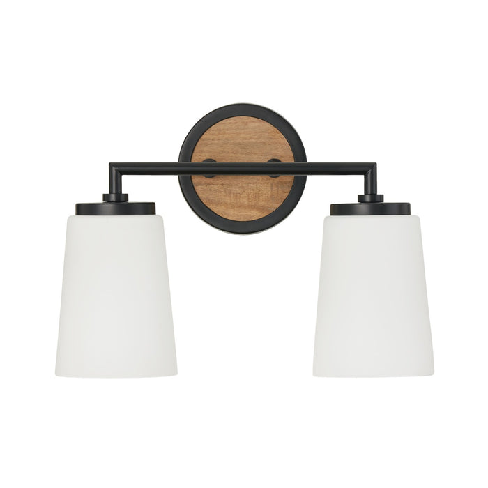 Capital Lighting 150821WK-546 Two Light Vanity, Light Wood and Matte Black