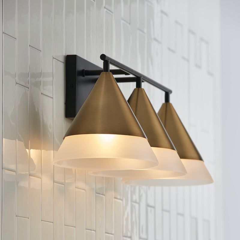 Capital Lighting 151931AB Three Light Vanity, Aged Brass and Black