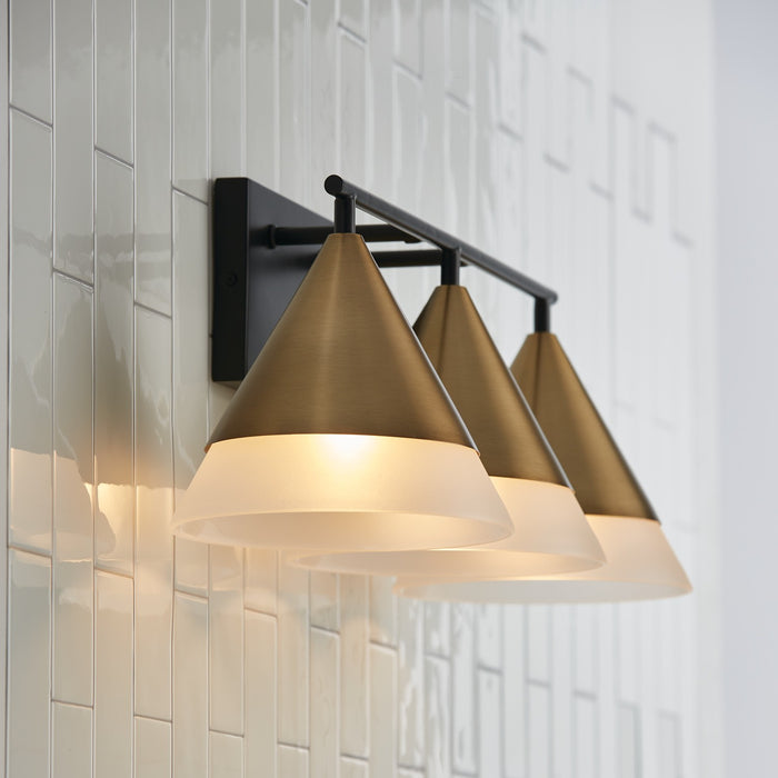 Capital Lighting 151931AB Three Light Vanity, Aged Brass and Black