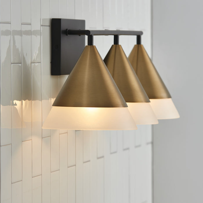 Capital Lighting 151931AB Three Light Vanity, Aged Brass and Black