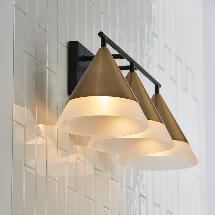 Capital Lighting 151931AB Three Light Vanity, Aged Brass and Black