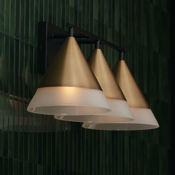 Capital Lighting 151931AB Three Light Vanity, Aged Brass and Black