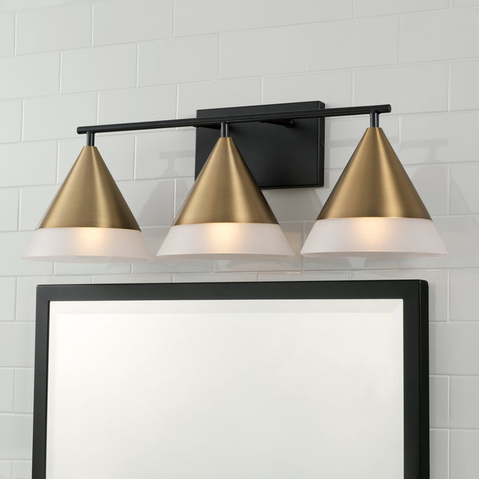 Capital Lighting 151931AB Three Light Vanity, Aged Brass and Black