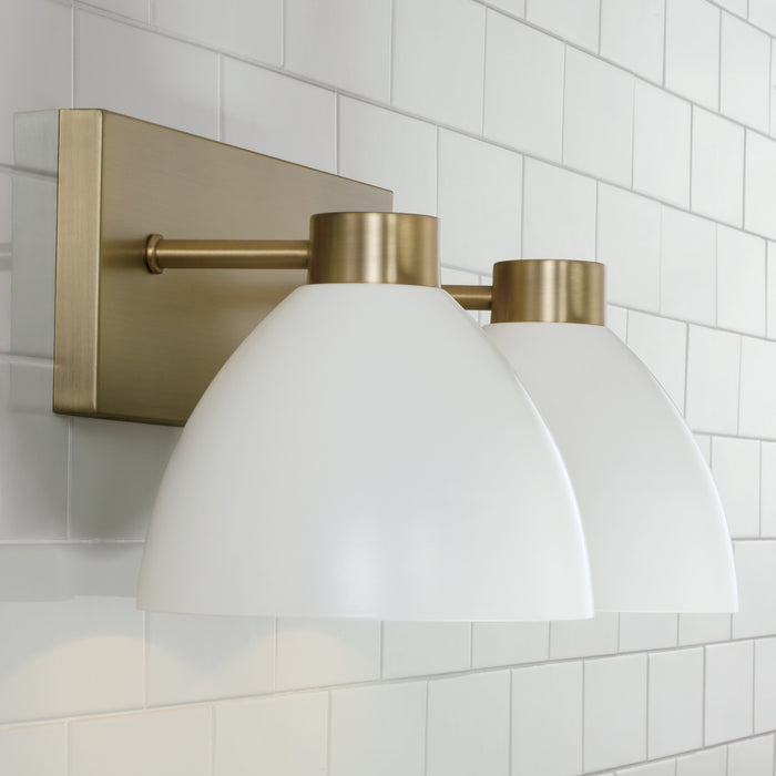 Capital Lighting 152021AW Two Light Vanity, Aged Brass and White