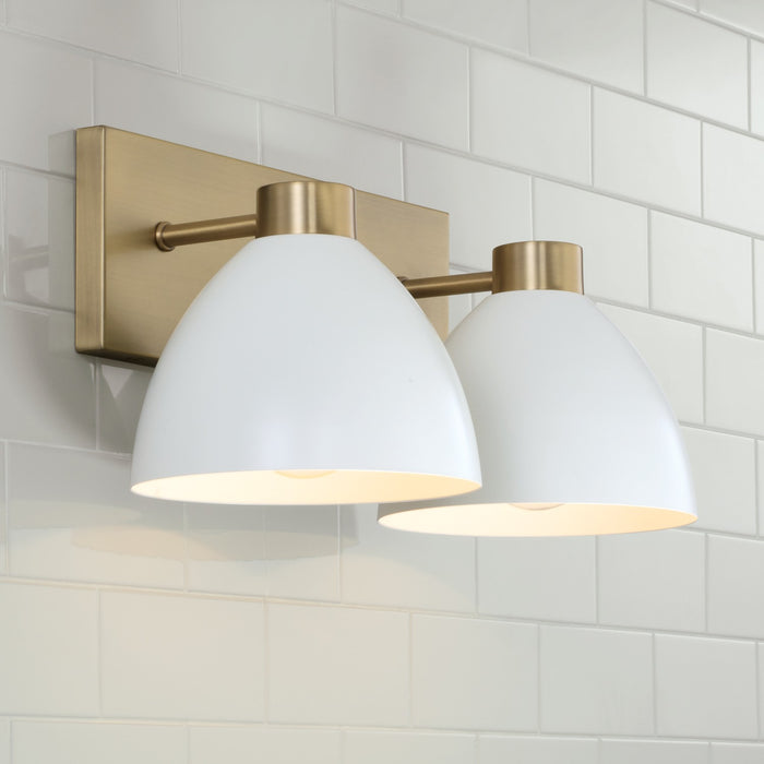 Capital Lighting 152021AW Two Light Vanity, Aged Brass and White