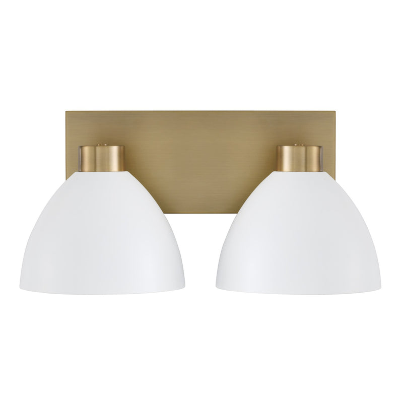 Capital Lighting 152021AW Two Light Vanity, Aged Brass and White