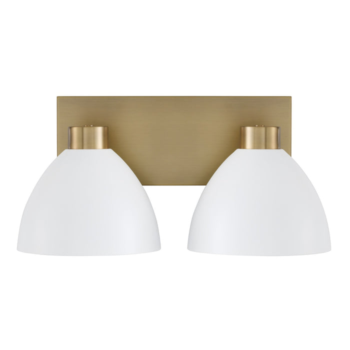 Capital Lighting 152021AW Two Light Vanity, Aged Brass and White