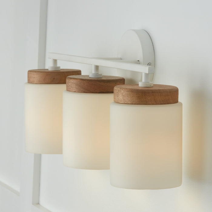 Capital Lighting 150931LT-547 Three Light Vanity, Light Wood and White