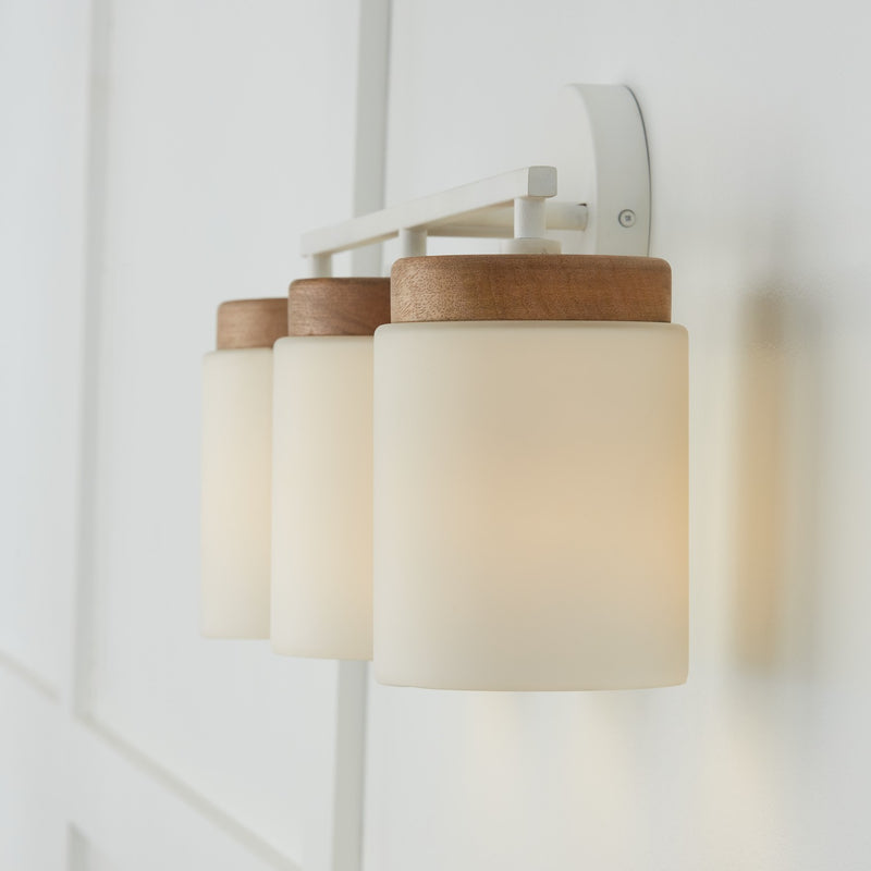 Capital Lighting 150931LT-547 Three Light Vanity, Light Wood and White