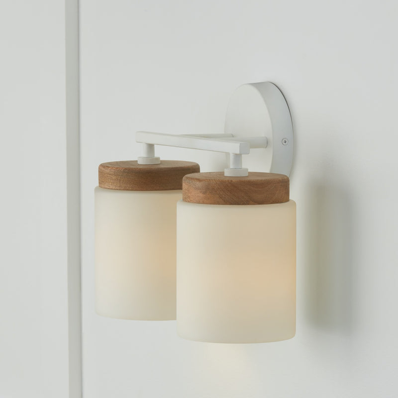 Capital Lighting 150921LT-547 Two Light Vanity, Light Wood and White