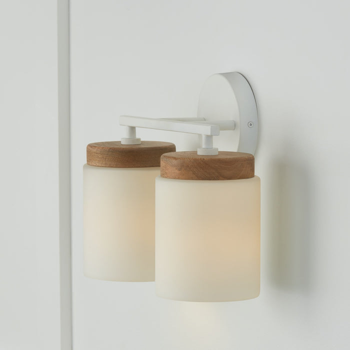 Capital Lighting 150921LT-547 Two Light Vanity, Light Wood and White