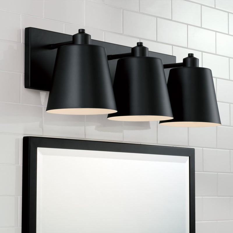 Capital Lighting 151331MB Three Light Vanity, Matte Black