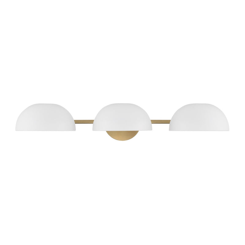 Capital Lighting 151431AW Three Light Vanity, Aged Brass and White