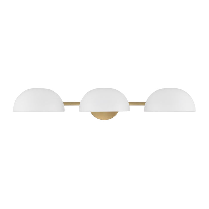 Capital Lighting 151431AW Three Light Vanity, Aged Brass and White