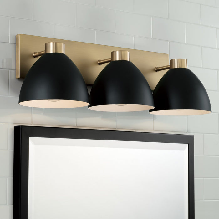 Capital Lighting 152031AB Three Light Vanity, Aged Brass and Black