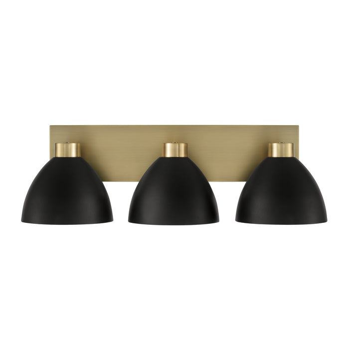 Capital Lighting 152031AB Three Light Vanity, Aged Brass and Black