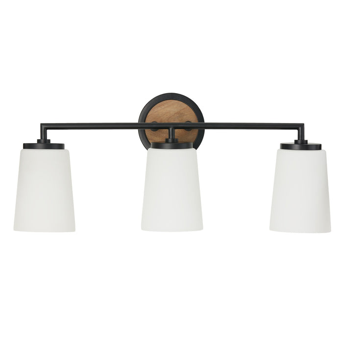 Capital Lighting 150831WK-546 Three Light Vanity, Light Wood and Matte Black