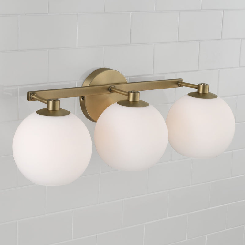Capital Lighting 152131AD-548 Three Light Vanity, Aged Brass
